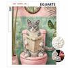 Pearl Painting Kit 5D/DIY Pearl Mosaic Inlaid Cute Cat Reading Newspaper Home Wall Decoration Art