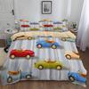 Cartoon Racing Car Duvet Cover Set,2 Piece Washed Microfiber Bedding Set with 1 Pillowcase, Aesthetic Room Decor for Kids Teens