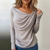 Asymmetrisches Langarm-Shirt-Oberteil mit Kragen für Damen