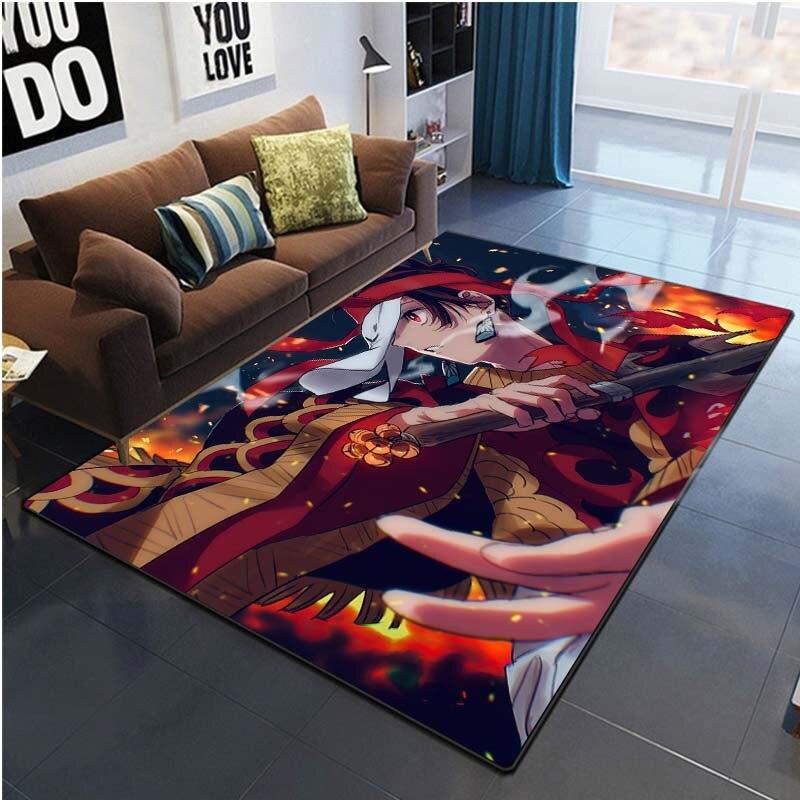 Anime Demon Slayer Kimetsu No Yaiba Print Floor Mats Area Rug Carpets Mats Floor Rug For Living Room Non-slip
