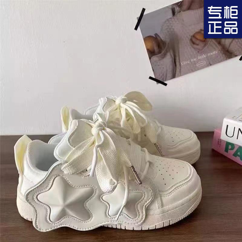 

Couple board shoes star shoes niche design original high value dopamine versatile casual student sports white shoes 40 білий