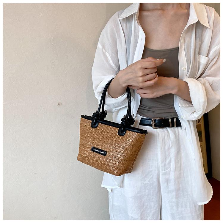 French Pastoral Style Women's Woven Straw Basket Bag - 2024 Retro Casual Mori Handbag