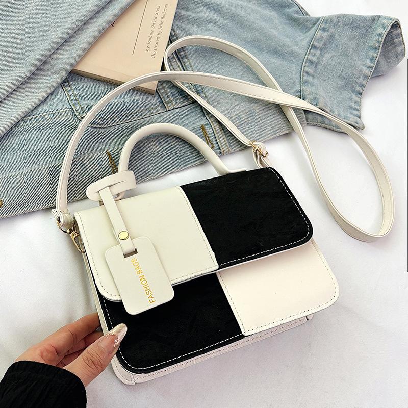 New Fashion Trend Niche Contrasting Color Design Premium Texture Shoulder Messenger Bag Versatile Women's Bag Portable Small Square Bag