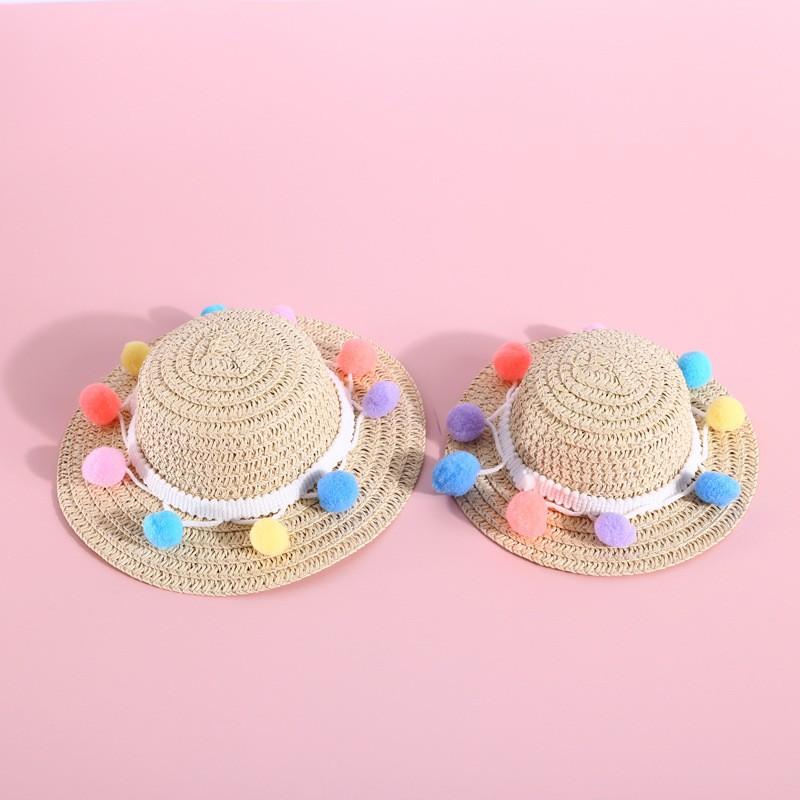 Adjustable Pet Sun Hat With Pearl Flower Lace Bow Daisy Pom Cats Dogs Fashion Accessory