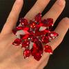 Stonefans Anneaux Pendantes Strass Exagérés pour Femmes Accessoires Drag Queen Club Cocktail Bague Cristal Bijoux Réglables