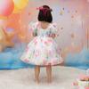2024 New European & American Girls' Puff Sleeve Floral Mesh Tulle Princess Dress