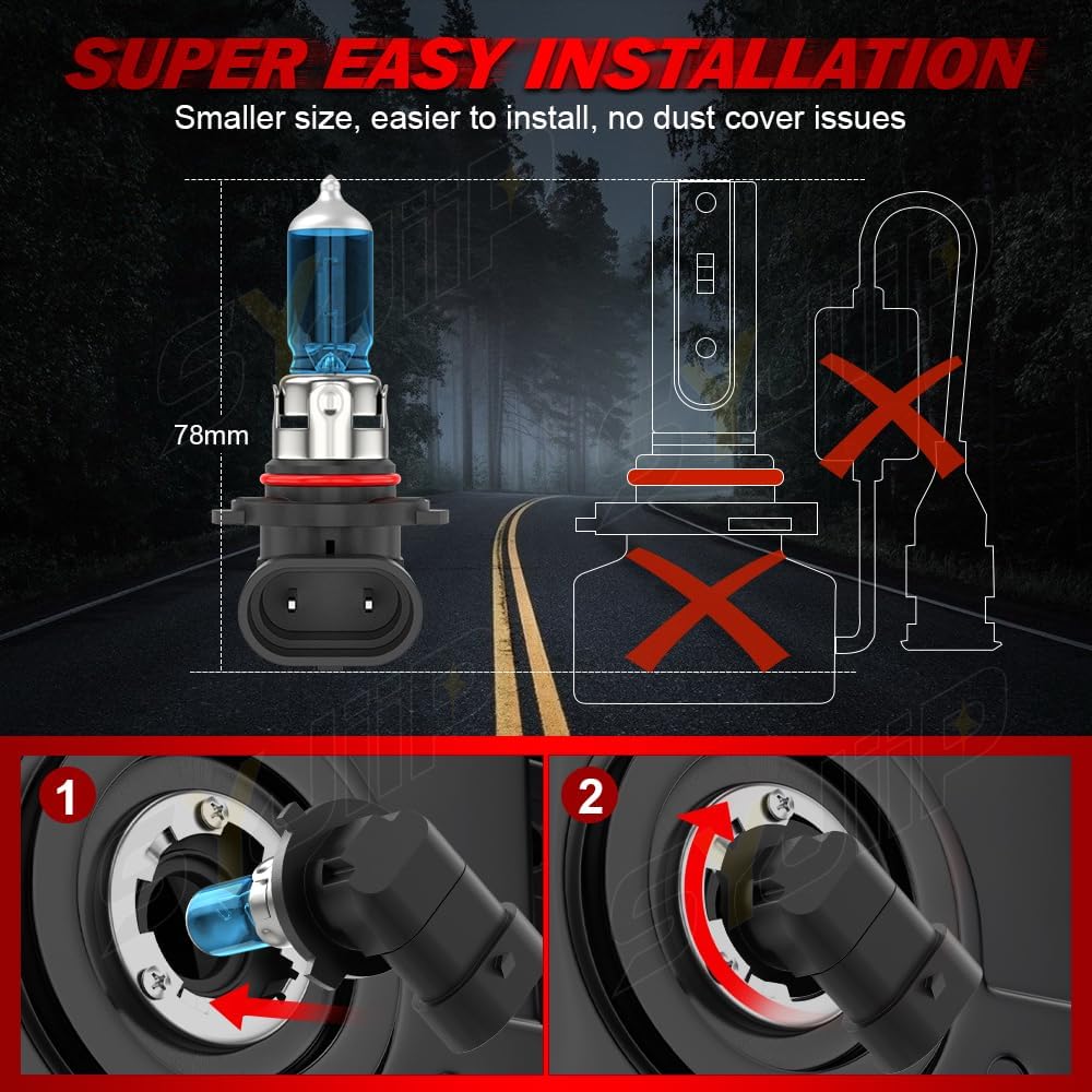 Upgraded Halogen Headlight Bulbs For Honda CR-V CRV 2015 2016 2017 2018     , 9005 H11 High Low Beam Halogen Lights, 6000K White, 300% Brightness,