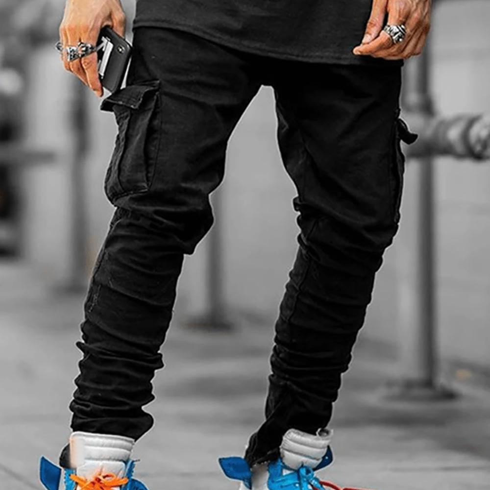 Mens Pocket Denim Cargo Combat Long 