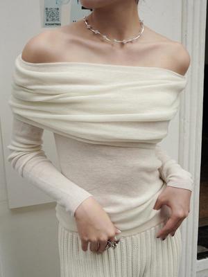 Women's French-Style One-Shoulder Wool Knit Slim Fit Sweater