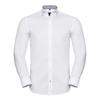 Russell Collection Mens Contrast Herringbone Tailored Formal Shirt