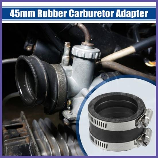 45mm ID Black Carburetor Adapter Inlet Intake Pipe Boot Interface w Clamps
