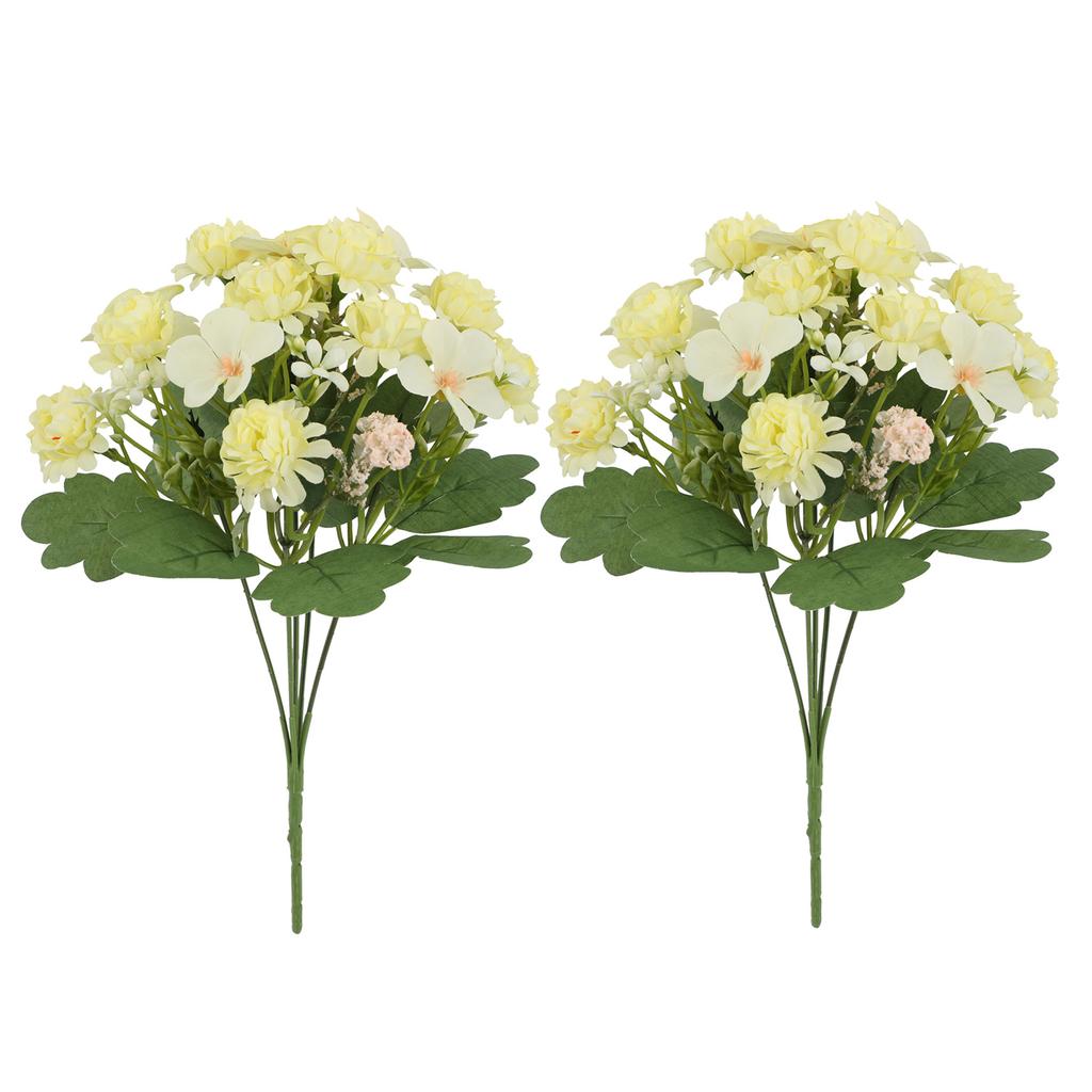 2Pcs Artificial Flower Bouquet Ping Pong Chrysanthemum Decorative Ornament for Living Room/Wedding/Outdoor