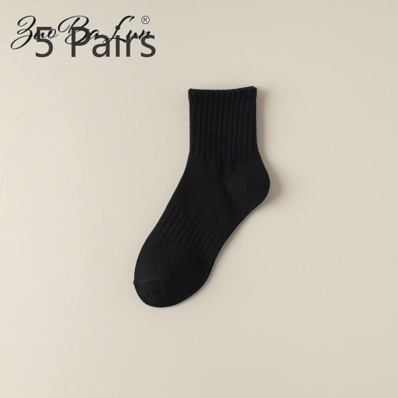 5 Pairs of Pure Cotton Sweat-absorbing and Odor Proof Basketball Mid Length Socks for Women In Summer