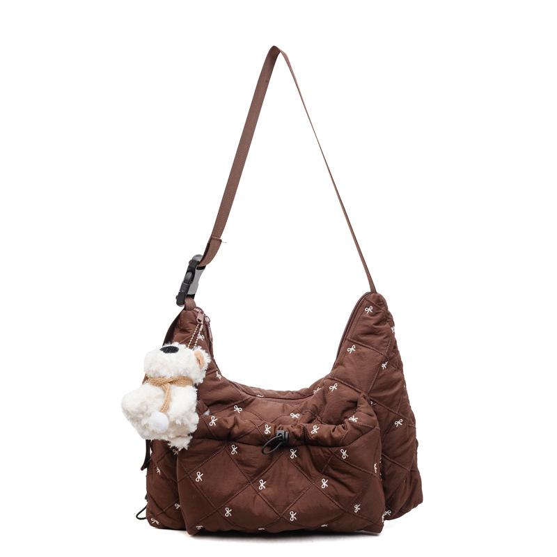 2025 new foreign-style cotton clothing bag autumn and winter versatile lightweight shoulder bag large capacity high-end fashion messenger bag