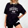 Seoul South Korean Flag Unisex Tees Vintage Classic Fashion Streetwear Tops Unisex Women High Quality Cotton Street Fashion Tshirt