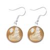 Coffee Latte Carving Love Heart Art Drop Earrings Chocolate Printing Flower Charm Jewelry For Women Gift Wholesale