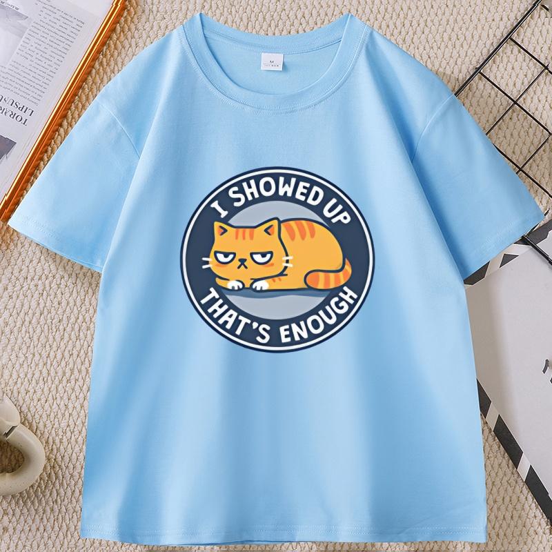 

Funny Cat Graphic T Shirts Unisex Women Summer Short Sleeve Round Neck Printed Tshirts Comfortable Round Neck Male Clothing 4XL