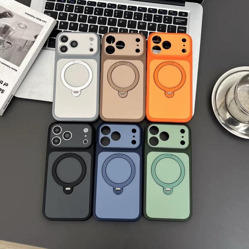 111 Rotating Magnetic Suction Bracket Is Suitable for iPhone11pro Contrasting Color and Skin Matte Mobile Phone Case Apple 11 Protective Case.