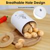 Garlic Keeper Fresh Keeping Garlic Storage Box with Wood Lid Ginger Canister Container 11x11x13.2cm Large Capacity Kitchen Saver for Countertop