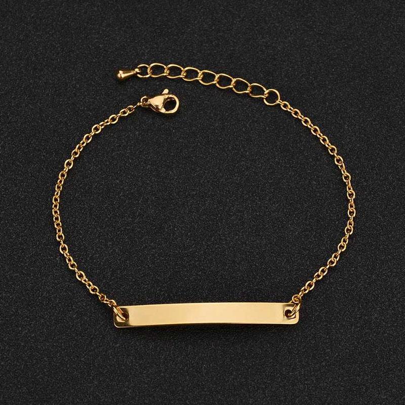 Punk Man Bracelets Hip Pop Gold Color Stainless Steel Thick Hand Chain Blank Bar Couple Men Women Family Jewelry Birthday Gift