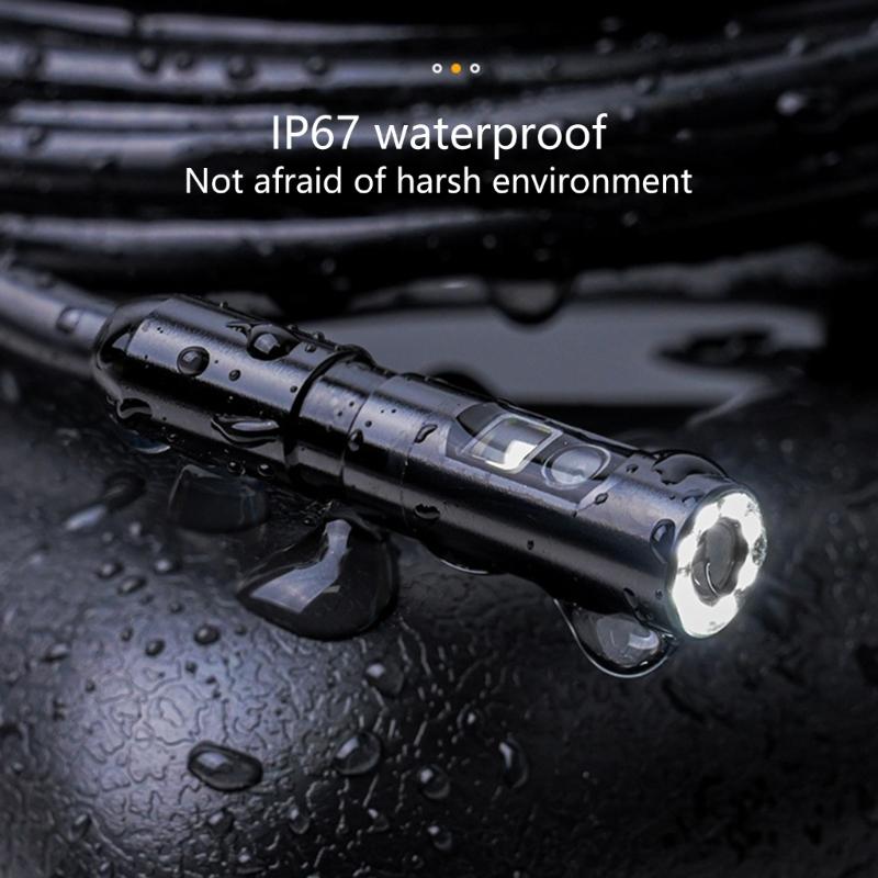 Waterproof Industrial Endoscope Type-C Rechargeable Double Lens Borescope Inspection Camera with 4.3in IPS Screen 8 LEDs