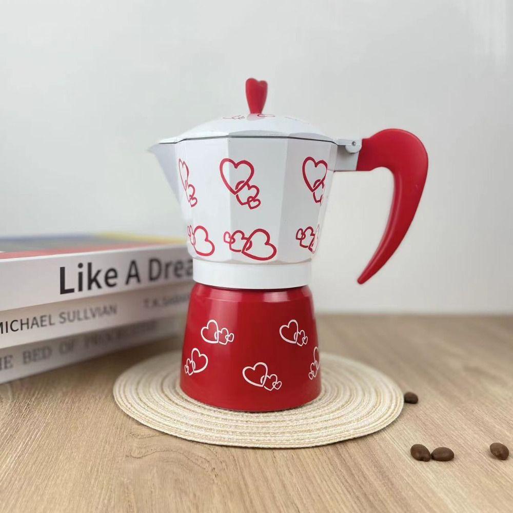 150/300ml Hliníková Moka konvička Vzor srdce Kávovar Konvička na kávu Espresso Kávová konvice Venkovní