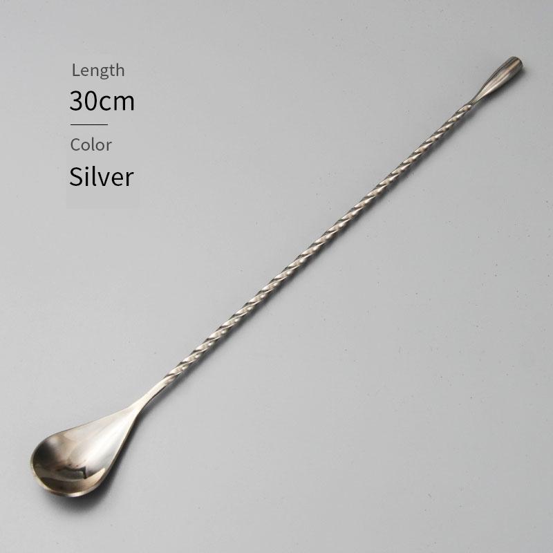 30 40 50cm Bar Teadrop Spoon Stainless Steel Mixing Spiral Pattern Cocktail Spoon Cocktail Bar Spoon Bar Sets Bartender Tools