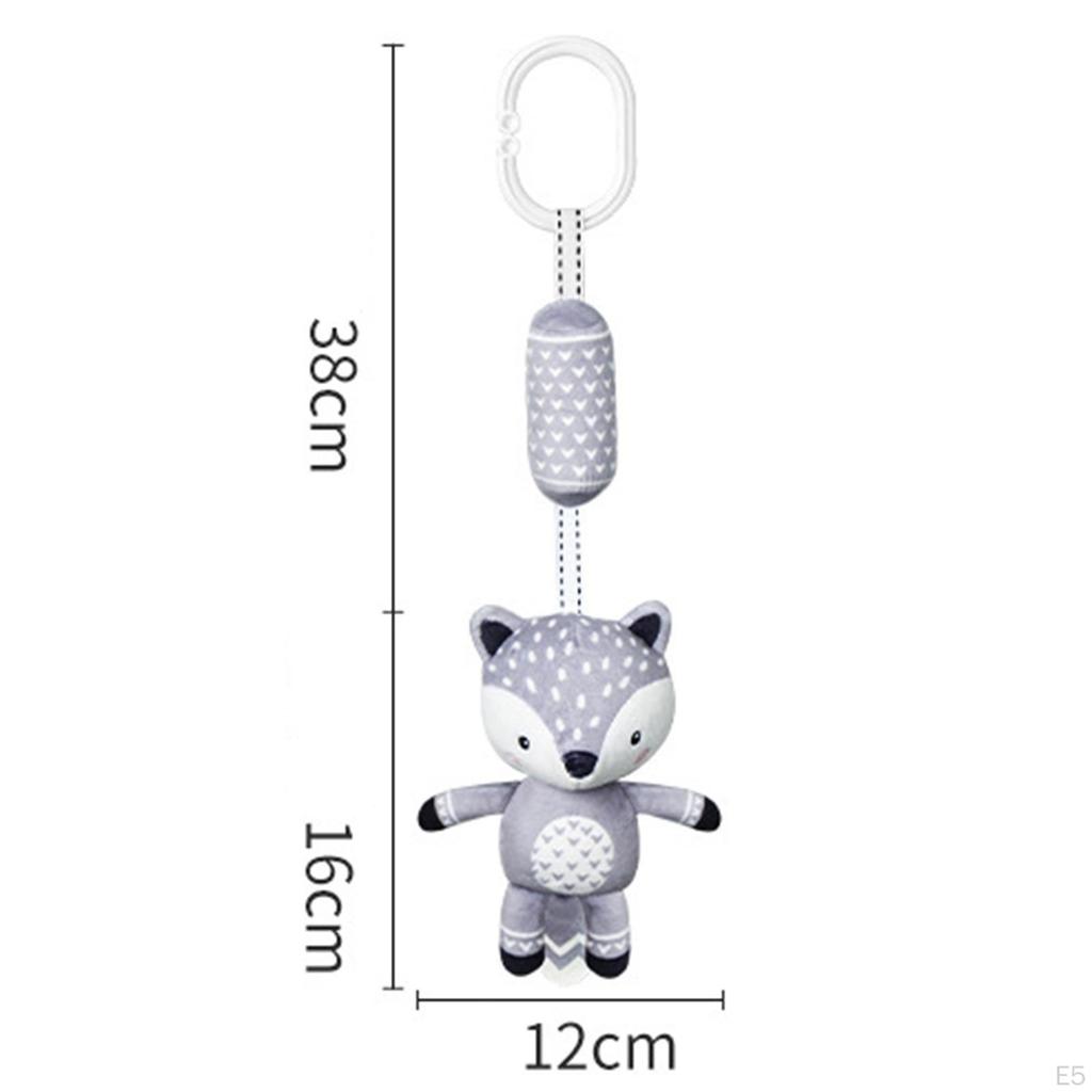 Crib Animal Stuffed Hanging Rattle Toys with Wind Chimes Soft Plush Stroller Toy