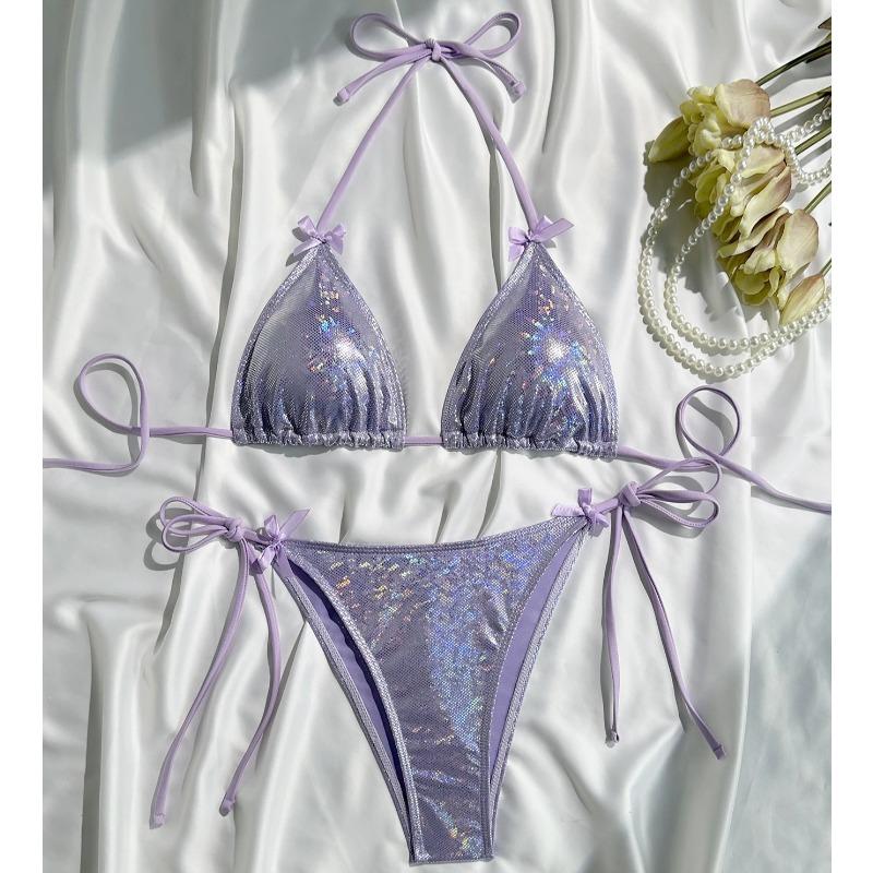 Halter Shiny Star Sequins Bikini Set Women 2026 Swimsuit Two Pieces Bikini Set Brazilian Bathing Suit Swim Beachwear Swimwear