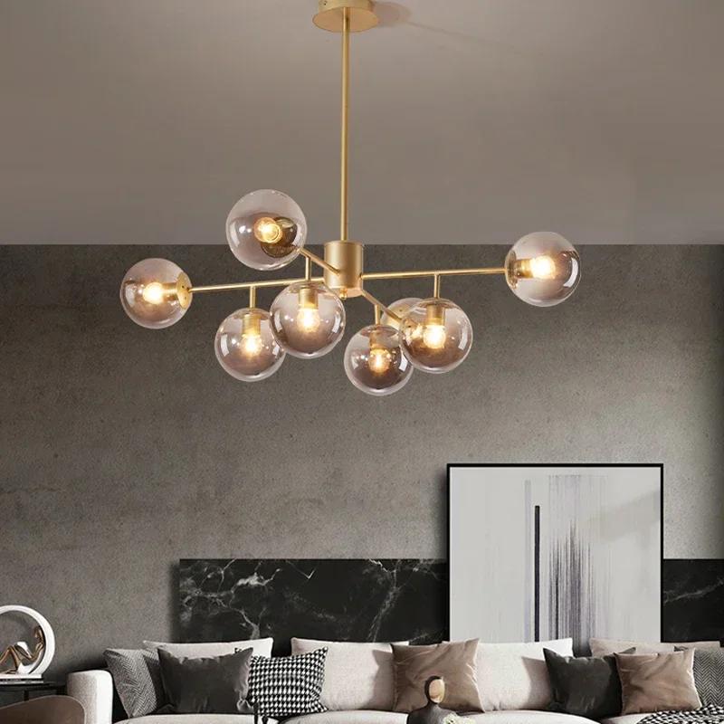 Modern design restaurant chandelier Nordic light luxury glass ball pendant light bedroom home decoration lighting fixtures