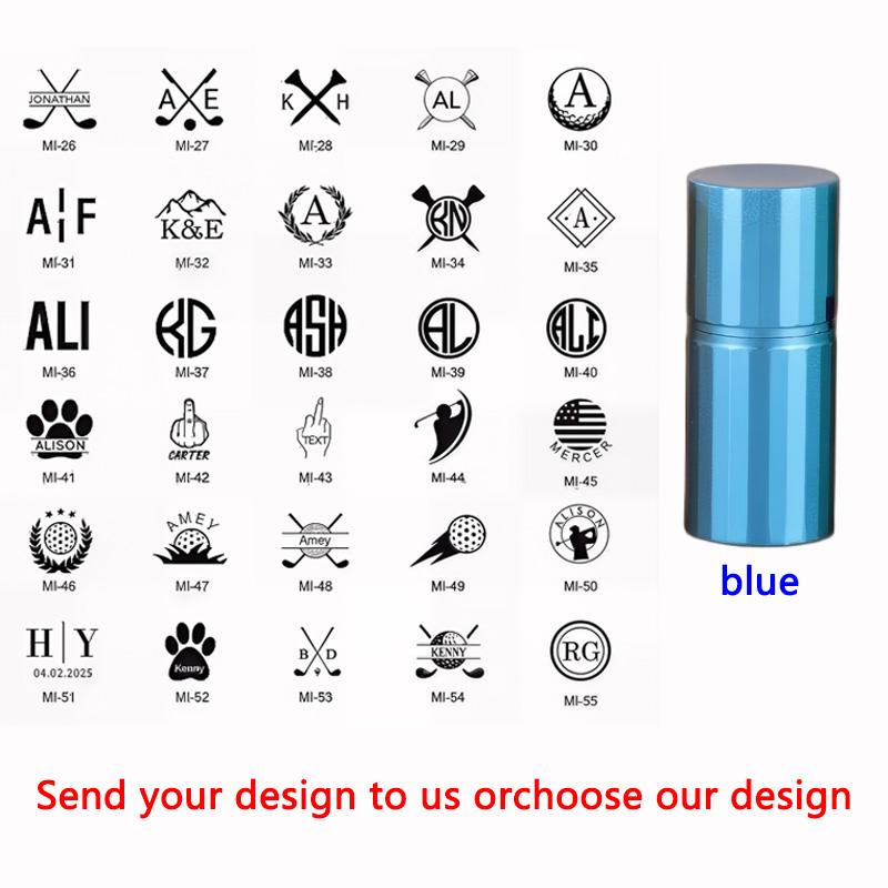 Custom Golf Ball Stamp Personalized Marker Waterproof Custom Text Pattern Funny Golf Stamper Accessories for Golf Lovers Round B Blue