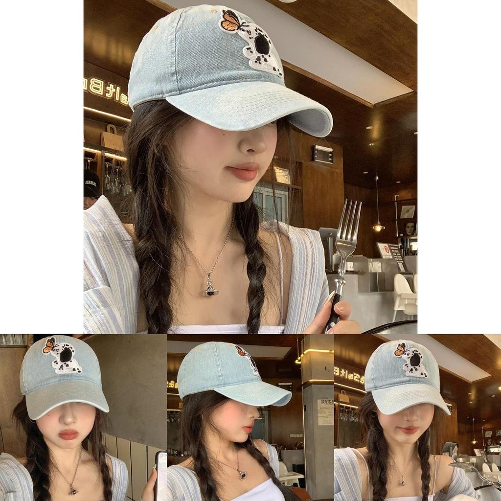 Adorable Korean Style Polka Dot Denim Baseball Cap For Spring Summer Unisex Wear