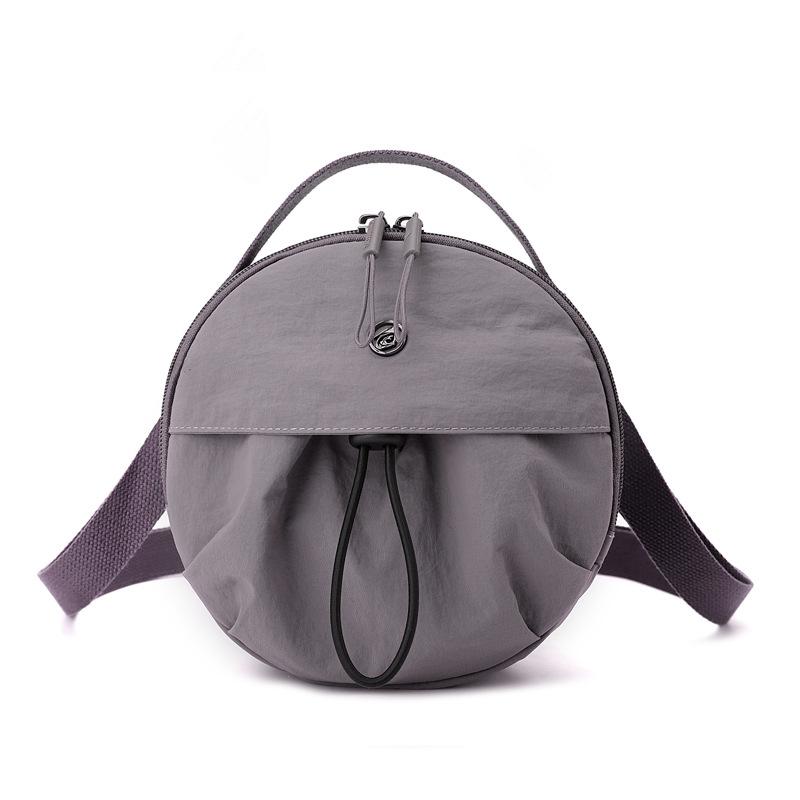 Casual Nylon Cloth Crossbody Bag Women's 2025 New Light Commuter Small Round Bag Drawstring Simple Portable Shoulder Bag