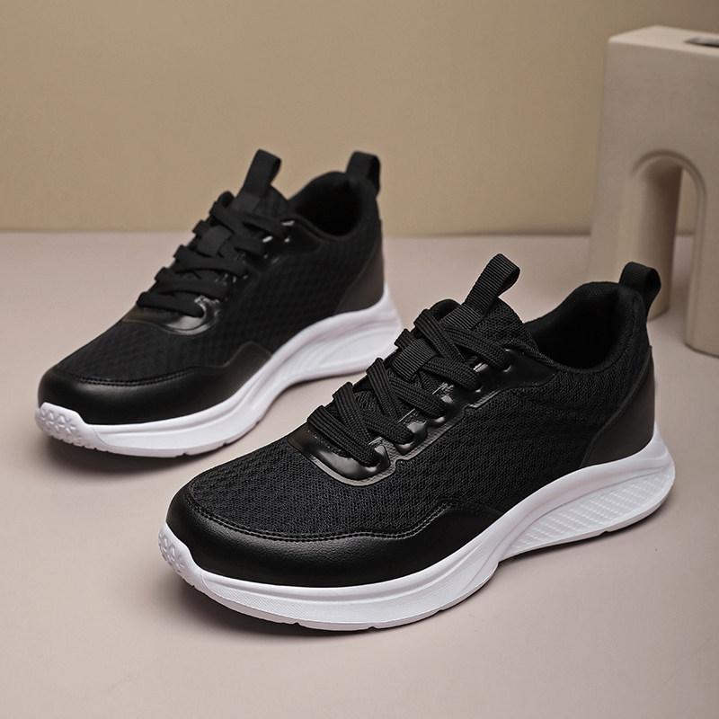 New shoes pure black mesh sneakers ultra-light soft-soled running shoes large size non-slip mother shoes