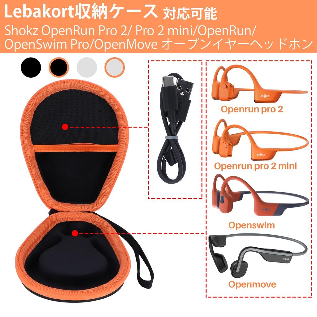 Lebakort Storage Case Compatible with Shokz OpenRun/Pro/mini/Pro 2 / OpenSwim Pro/OpenMove Open-Ear Headphones (Black Case)