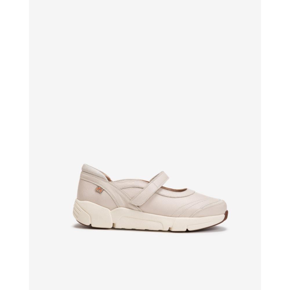 Young Age Women Goat Leather Casual Mary Jane Sneakers Ivory