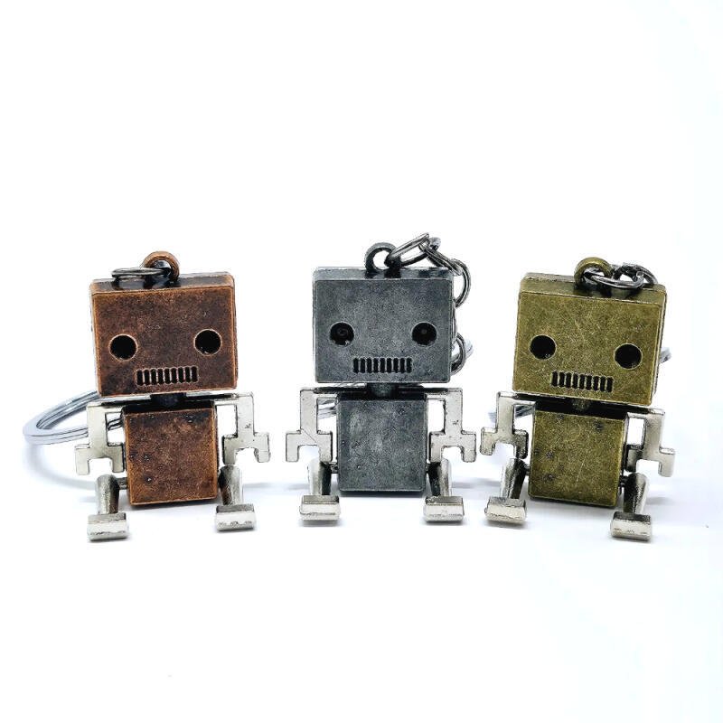Cute Robot Doll Bag Keychain Friendship Couple Key Holder Bronze