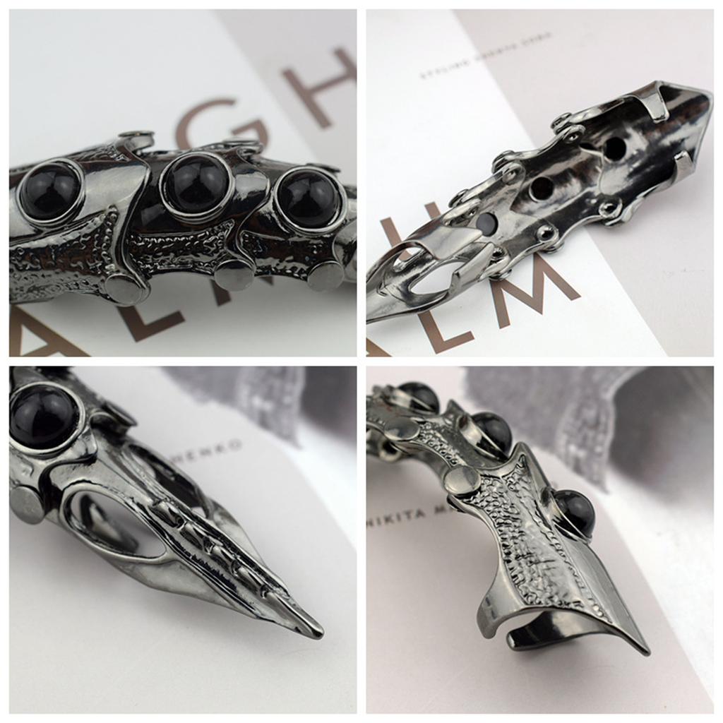 Knöchel Vollfinger Langer Ring Doppelring Aktivitätsring Punk Rock Gothic Ring