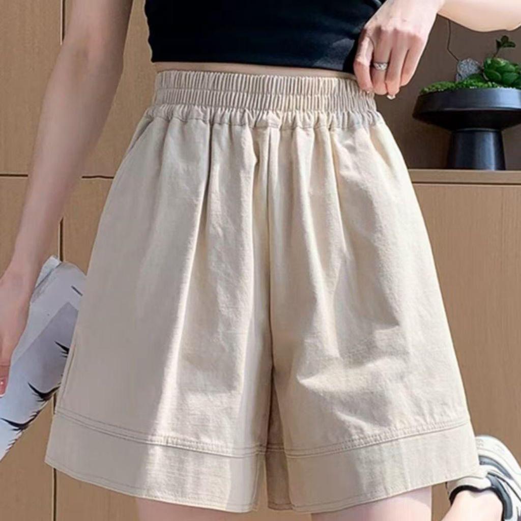 Women's High Waist Cotton Shorts - Summer Korean Style, Casual, Loose, Slimming, Wide Leg, Five-Point Pants