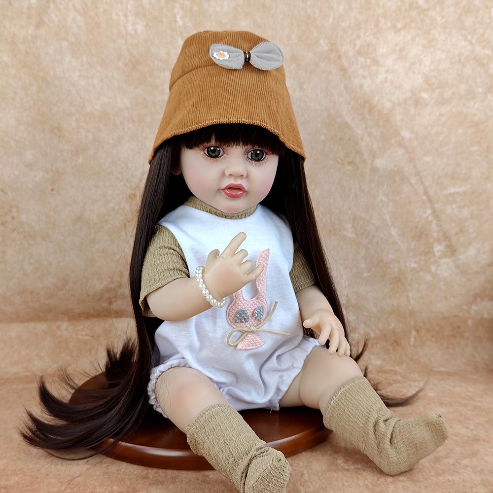 55cm Bathable Princess Reborn Doll - Soft Silicone, DIY Companion Gift for Girls Full Set (Standard Doll + Clothes)