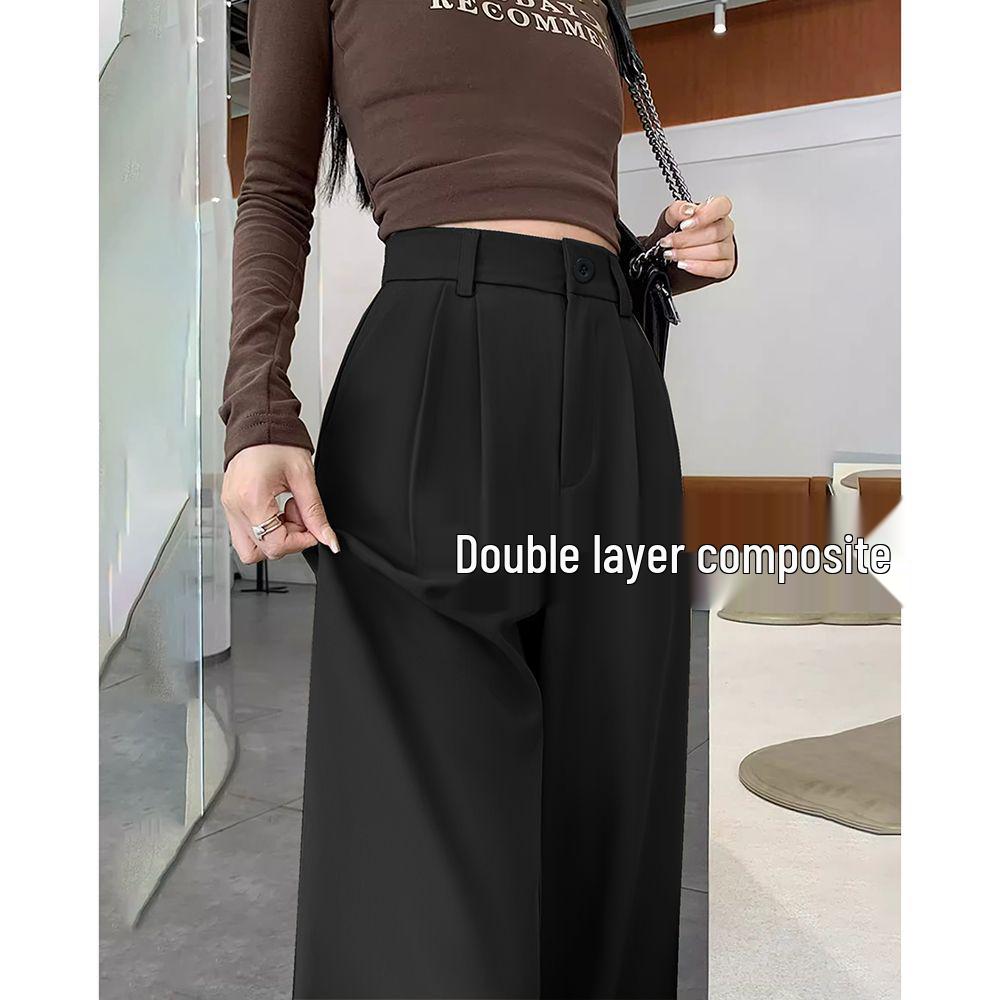 Women's High-Waist Casual Straight-Leg Suit Pants - Versatile Spring/Autumn Style
