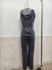 Europäisches Mode Gold Samt Ärmelloses Kapuzentop & Hose Set - Lässiger Stil