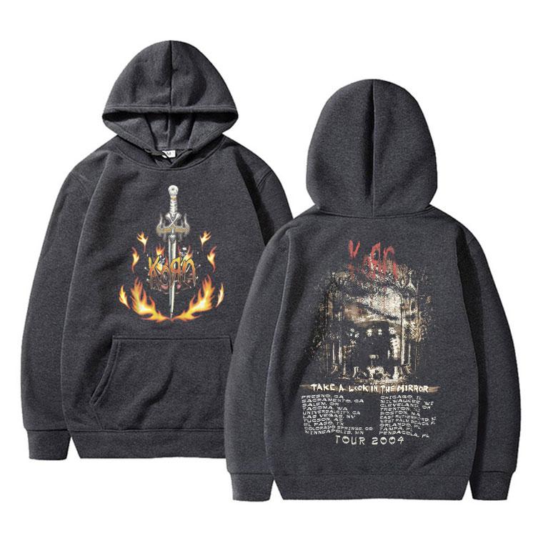 Vintage KoRn Rock Band Take A Look in The Mirror Tour 2004 Hoodie Men Women Fleece Cotton Sweatshirt Top Men's Oversized Hoodies
