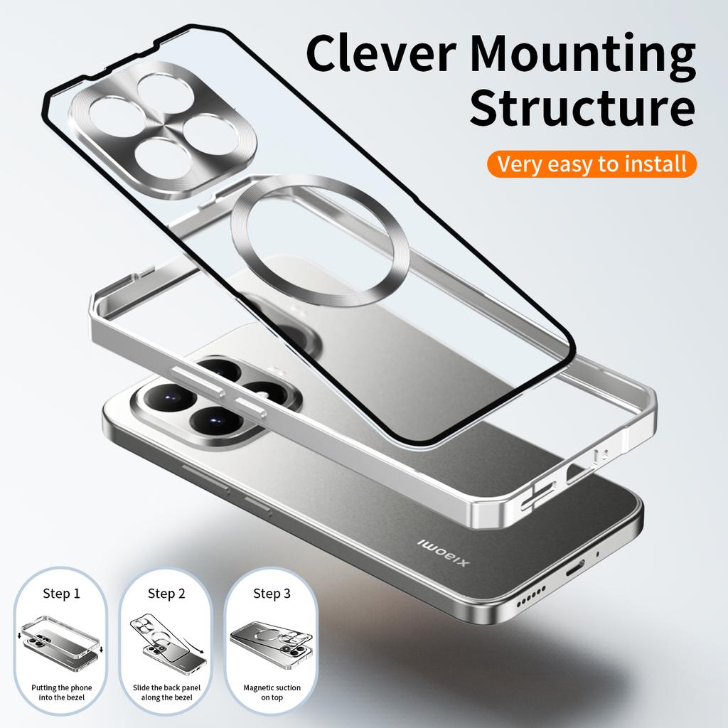 Push Pull Metal Aluminum Alloy Bumper Case for Xiaomi POCO F8 Pro F8Ultra 15T Pro 15 17 Ultra Magntic Charger Anti Drop Cover