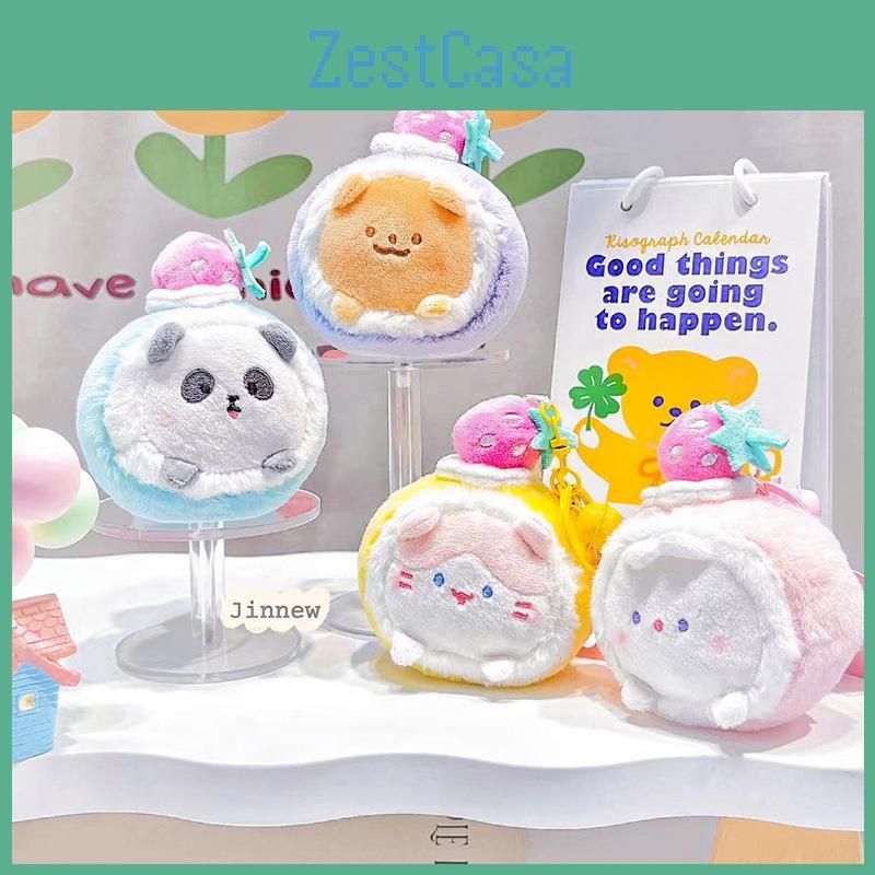 Lively Cake Sweet Plush Cake Roll Keychain Craftsmanship With Adorable Plush Animals