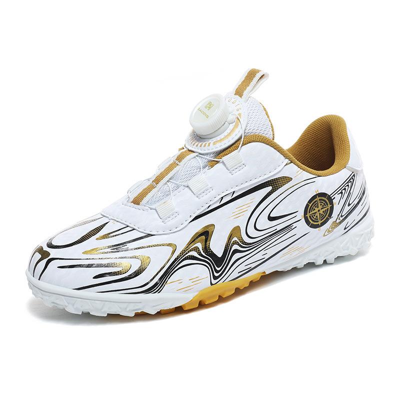 Children's Broken Nail Football Shoes Rotating by Button Training Shoes Outdoor Primary and Secondary School Students Velcro Low-top Sports Shoes