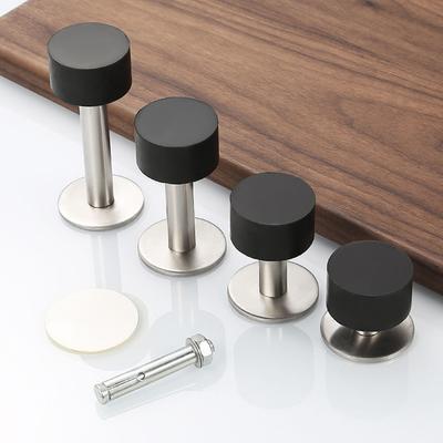 Leiser Gummi-Türstopper mit Wandschutz im Edelstahlrahmen