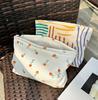 Clapoyis Large Capacity Square Makeup Pouch with a Cute Floral Print Women's