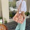 Trendy Street Style Corduroy Tote Bag For School Large Capacity Student Purse