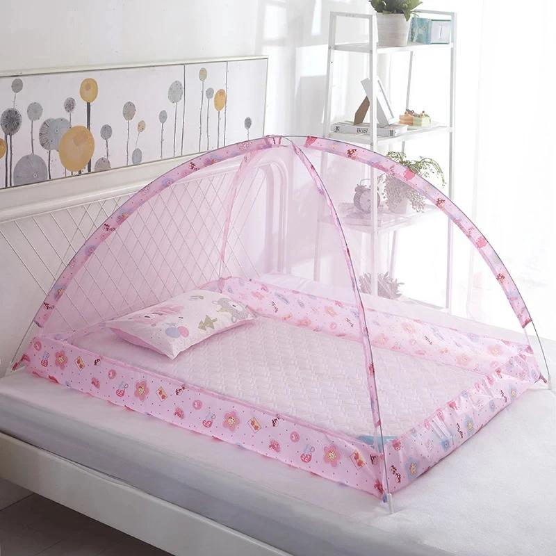 Kids Folding Mosquito Net  for Bed Crib Tent Freestand Bed Safety Crib Full Cover Net Mosquitoes Net with See-Through Mesh